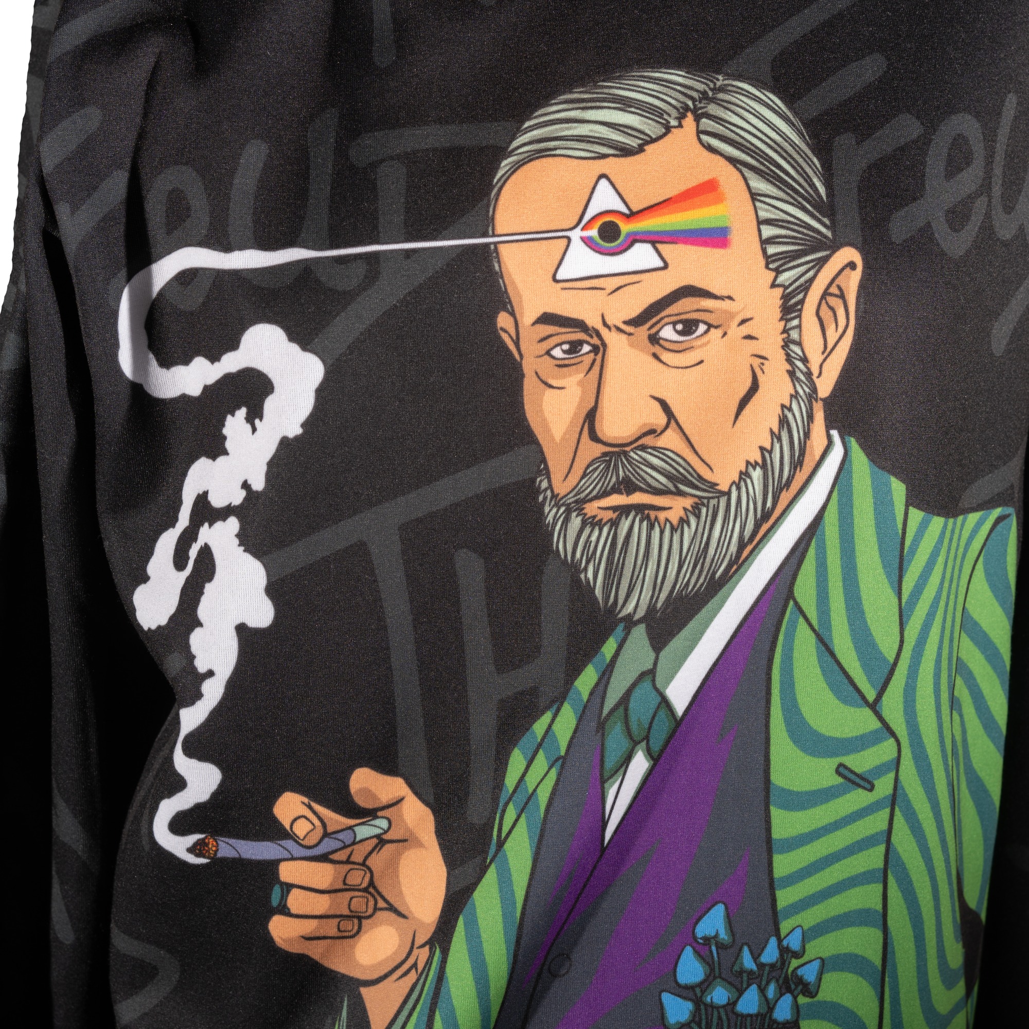 THINK FREUD — zbliżenie nadruku